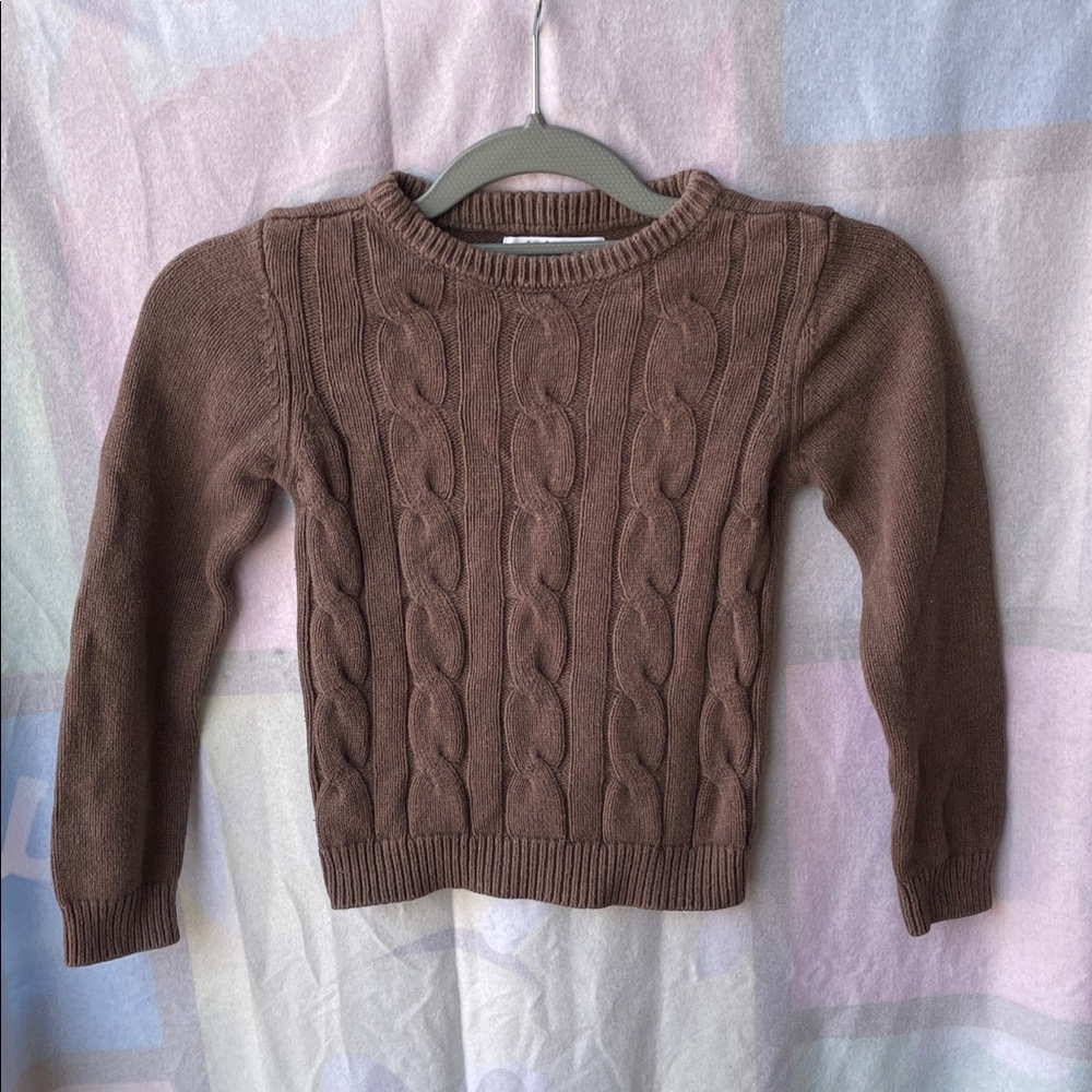 Blanc Brown Cable Knit Sweater Kids Size 7 Casual